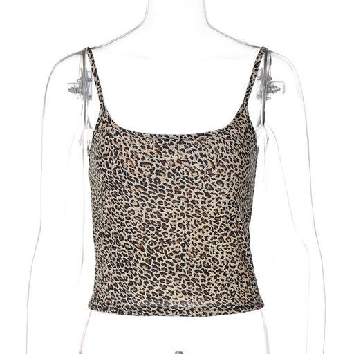 Women Clothing Spring Summer Printed Sexy Crop Top Spaghetti Strap Tube Top Women-Leopard-Fancey Boutique