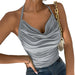 Color-Gray-Pile Collar Show Chest Sexy Little Suspenders Summer New Women Clothing Fashion Sexy Top-Fancey Boutique