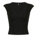 Color-Black-Sexy Street V neck Chest Split Waist Slimming Sleeveless T shirt Solid Color Simple Base Base Top-Fancey Boutique