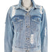 Color-Light Blue-All Matching Short Washed Bleached European Casual Women Top Loose Hand Frayed Denim Coat-Fancey Boutique