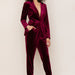 Color-Burgundy-Pleuche Suit Women Casual Office Elegant Business Suit Women Coat Two-Piece Suit-Fancey Boutique