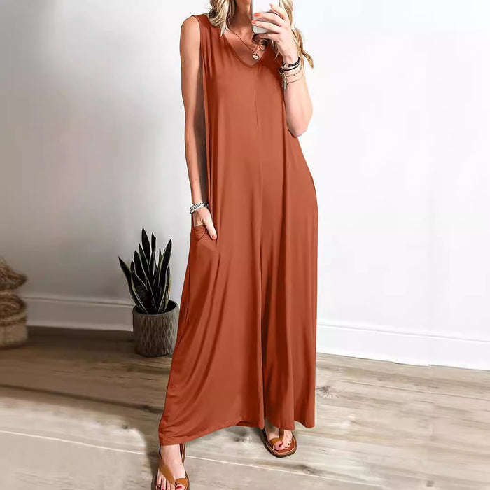 Summer Fresh Casual Women Pocket Jumpsuit Thin Women Jumpsuit-Fancey Boutique