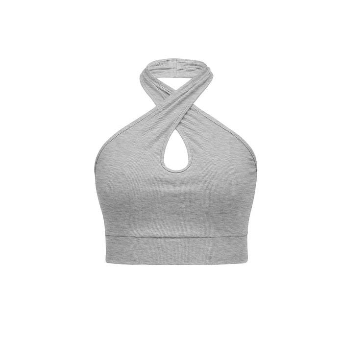 Factory Direct Summer Sexy Halter Backless Women Vest Ultra Short Cropped Top Base-Mixed Gray-Fancey Boutique