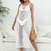 Color-White-Women Vest Women Clothing Hollow Out Cutout Split Woven Shirt Beach Beach Cover Up Dress-Fancey Boutique