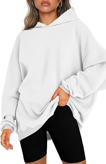 Color-White-Women Clothing Hooded Pullover Oversized Loose Casual Brushed Hoody-Fancey Boutique