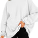 Color-White-Women Clothing Hooded Pullover Oversized Loose Casual Brushed Hoody-Fancey Boutique