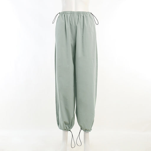 Color-Light Green-Drawstring Waist Casual Straight Pants Street Trends Women Simple Loose Cargo Pants-Fancey Boutique