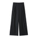Color-Black-Winter Women Clothing Fashionable All Match Blended Minimalist Pleated Pants-Fancey Boutique