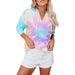 Color-Rainbow Blue-Autumn Winter Women Clothing Tie Dyed Hooded Sweater Loose Gradient Color Long Sleeve Top-Fancey Boutique