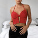 Color-Red-Summer Sexy sexy Wrapped Chest Hollow Out Cutout out Tied Bow Slim Fit Backless Small Vest for Women-Fancey Boutique