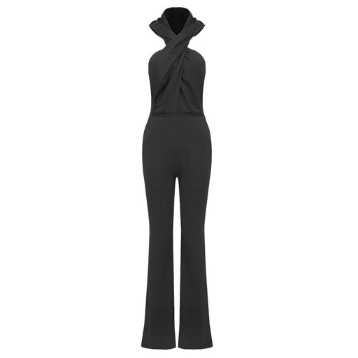 Color-Black-Winter Black Backless Hooded Jumpsuit Women Clothing Sexy Pocket Design-Fancey Boutique