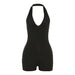 Color-Black-Summer Women Clothing Sexy Casual Low Collar Halter High Waist Tight Backless Romper for Women-Fancey Boutique