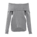 Color-Gray-Autumn Winter Trendy Irregular Asymmetric off Neck Design Loose Casual Sweater Long Sleeve Sweater-Fancey Boutique