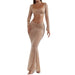 Color-Nude-Women Clothes Sexy Rhinestone Top Mermaid Skirt Skirt Set-Fancey Boutique