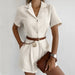French Cotton Linen Suit Collar High Waist Casual Jumpsuit Women Clothing-Fancey Boutique