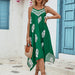 Color-Summer Sleeveless Strap Leaf Printed Dress Retro Evening Beach Dress-Fancey Boutique