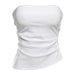 Women Clothing Spring Summer Simple Solid Color Backless Pleated Tube Top Bottoming Vest Women-White-Fancey Boutique