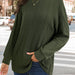 Color-Green-Winter Casual Long Sleeved Top in round Neck Loose Solid Color Knitted Sweater Top-Fancey Boutique