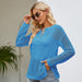 Color-Blue-Hollow Out Cutout Sweater for Women Loose Crew Neck Split Bottoming Sweater Design Blouse Outer Wear-Fancey Boutique