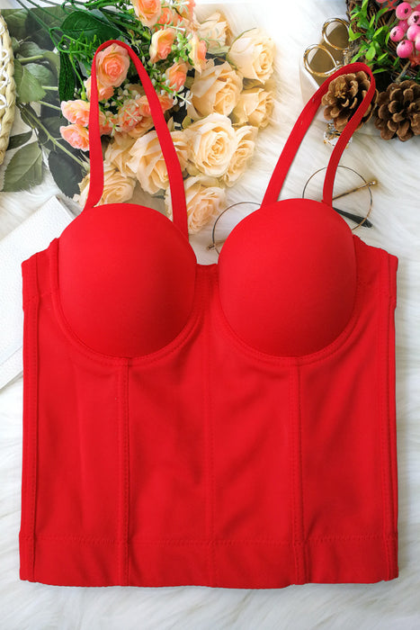 Boning Corset Waist Shaping Camisole Women Long Beauty Back Off Shoulder Tube Top Slim Fit Internet Celebrity Base Tops Outerwear-Red-Fancey Boutique