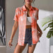 Women Clothing Summer Tie Dyed Slim Shirt Collar Short Sleeve Women Shirt-Fancey Boutique