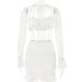 Color-White-Spring Summer Sexy Square Neck Bell Sleeve Backless Stitching Hip Skirt Set-Fancey Boutique