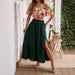 Women Clothing Spring Summer Elegant Printing Color Contrast Strapless Skirt Set-Fancey Boutique