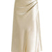 Color-Ivory-Women Clothing High Waist Satin Heap Pleated Split Dress Solid Skirt Zipper Fishtail Hip Skirt-Fancey Boutique