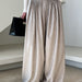 Color-Khaki-Design Pleated Work Pant Trousers Women Old Money High Waist Mop Wide Leg Pants-Fancey Boutique