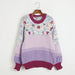 Color-Purple-Idle Mohair Sweater Autumn Winter Sweet Sequ Floral Gradient Loose Knitted Women Top-Fancey Boutique