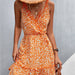 Spring Summer V-neck Lace-up Ruffled Floral Strap Dress-White Orange-Fancey Boutique