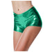 Color-Green-Metallic Coated Fabric Shorts Women Activity Stage Wear Elastic Waist Color Bronzing Patent Leather Sexy Pants-Fancey Boutique