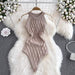 Color-Camel-Sexy Sexy Round Neck Halter Off The Shoulder Sling Vest Jumpsuit Women Western Slim Fit Knitwear Top Summer-Fancey Boutique