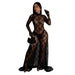 Color-Black-Sexy Women Clothing Sexy See through Lace Backless Lace up Jumpsuit-Fancey Boutique