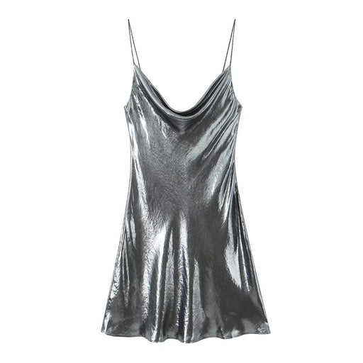 Color-Silver-【MOQ-5 packs】 Fall Women Clothing Metal Strap Dress-Fancey Boutique