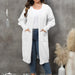 Color-White-Women Coat plus Size Women Clothes Loose Mid Length Woven Sweater Double Pocket Lantern Sleeve Sweater Cardigan-Fancey Boutique