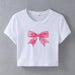 Color-White-Street Internet Influencer Fashionmonger Bow Short Slim Short Sleeve T shirt Women Spring Summer-Fancey Boutique