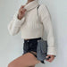 Color-White-Autumn Winter Solid Color Thread Knitted Pullover High Collar Short Section Bottoming Shirt Sweater Women-Fancey Boutique