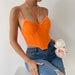 Color-Orange-Summer Sexy Personality Mesh Sling Boning Corset Diamond Design Vest-Fancey Boutique