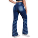 Weila Jeans Spring Summer Women Denim Mid High Stretch Printed Casual Trousers Bell Bottom Pants-Fancey Boutique