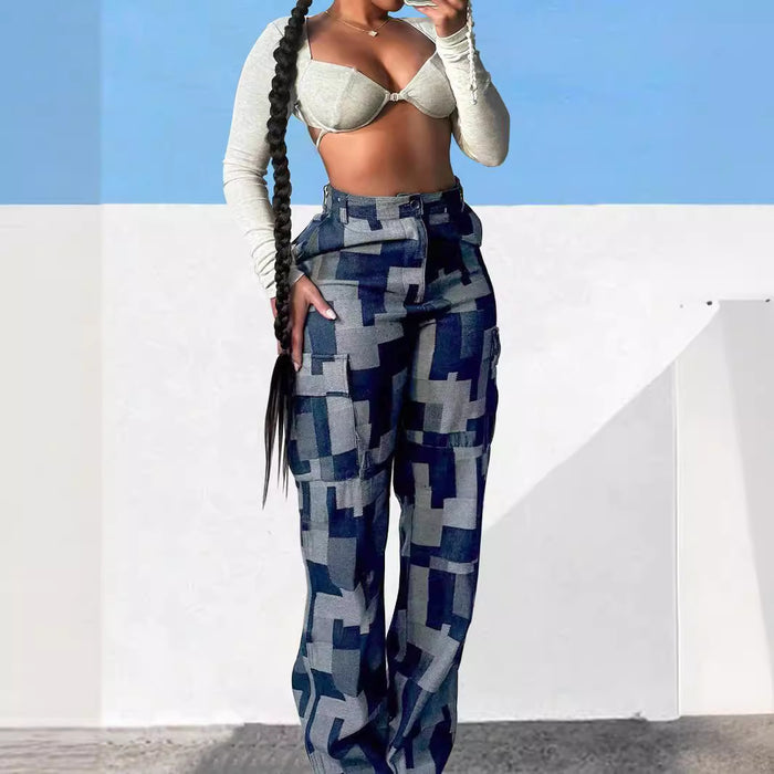 Casual Loose Plaid Trousers Casual Women Personality Street Overalls-Fancey Boutique