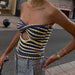 Color-Sapphire Blue Yellow Stripe-Vacation Sexy Stripes Sweaters Tube Top Vest Top Women-Fancey Boutique