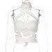 Color-White-Sexy Exposed cropped Hollow Out Cutout out Strap Halter Tube Top Top Women Clothing Spring-Fancey Boutique