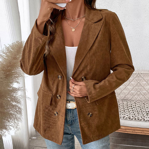 Autumn Winter Women Solid Color Corduroy Blazer Women-Fancey Boutique