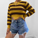 Color-Yellow-Autumn Winter Sweaters Independent Site Color Matching Knitwear Wave Hem-Fancey Boutique