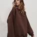 Round Neck Loose Sweatshirt Women Autumn Winter Street Solid Color Polar Fleece Pullover Sweater-Brown-Fancey Boutique