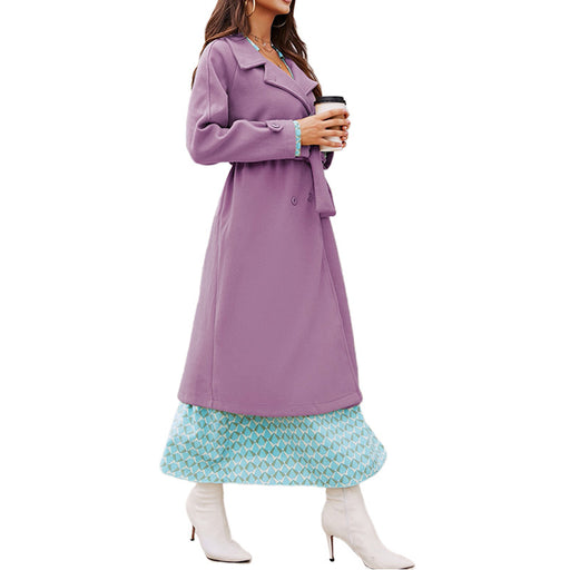 Color-Purple-Women High Grade Woolen Autumn Winter Loose Coat Tall Warm Woolen-Fancey Boutique