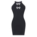 Summer Socialite Quality Bow Knitted Sleeveless Vest Sling Dress-Black-Fancey Boutique