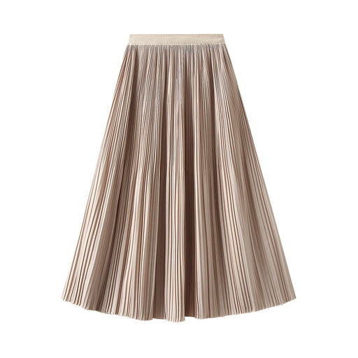 Color-Apricot-Elegant Pleated Skirt Double Pleated Draping Summer Slimming Mid Length Pleated Skirt-Fancey Boutique