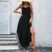 Color-Black-Women Clothing Sexy Casual Solid Color Loose Vacation Dress-Fancey Boutique